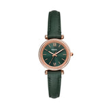 Fossil Carlie Womens Green Leather Watch-ES5370