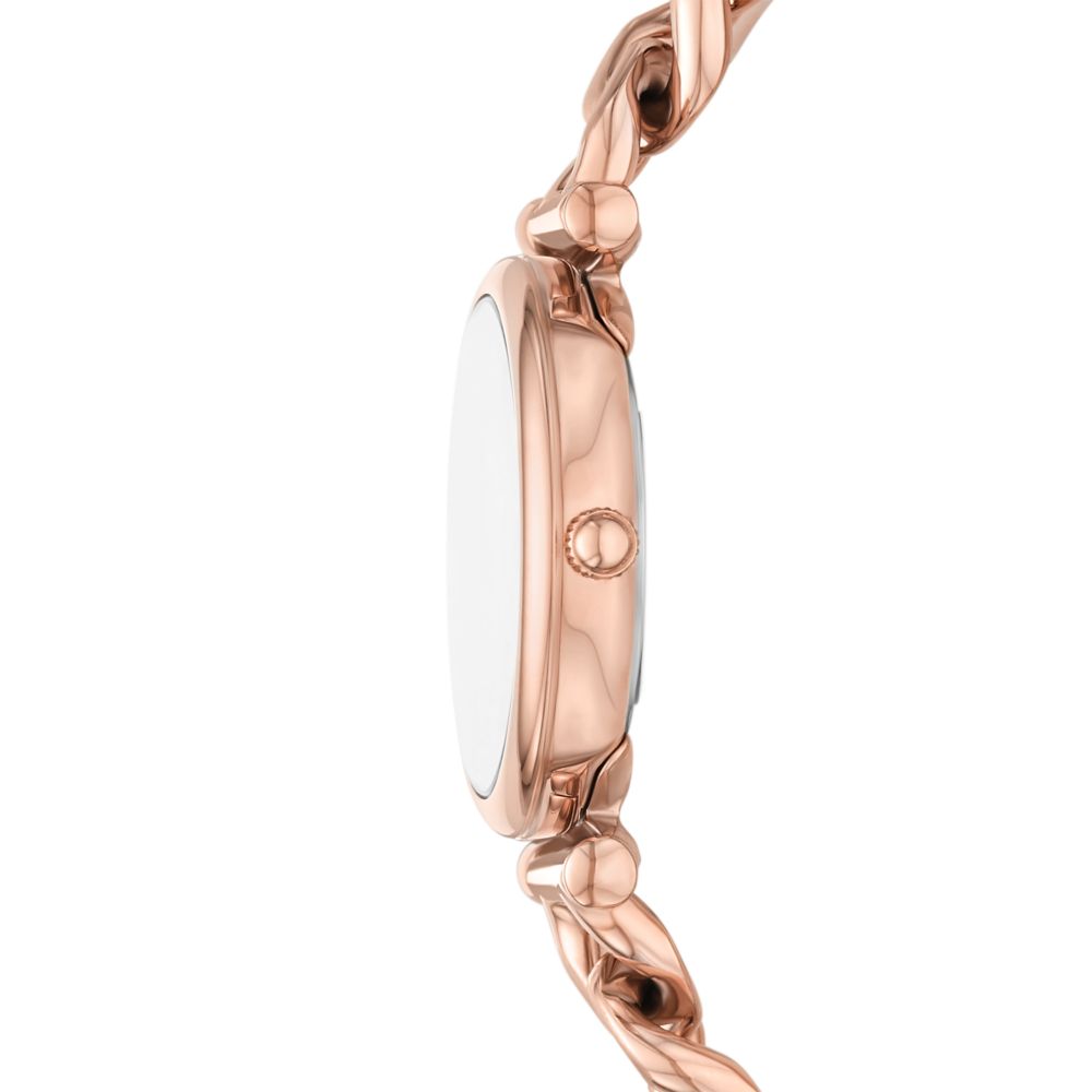 Fossil Carlie Womens Rose Gold Stainless Steel Strap Watch-ES5378SET