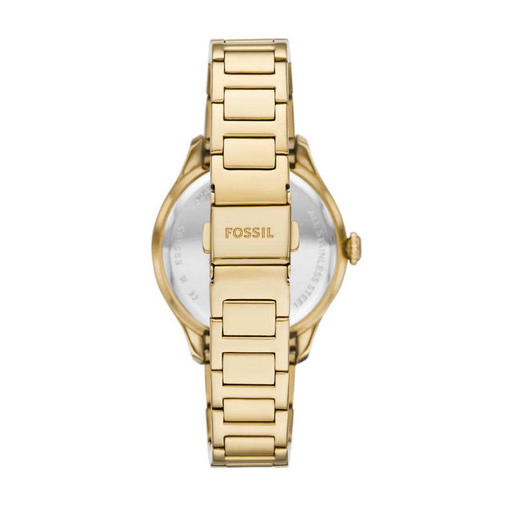 Fossil Gilmore Womens Gold Stainless Steel Strap Watch-ES5395