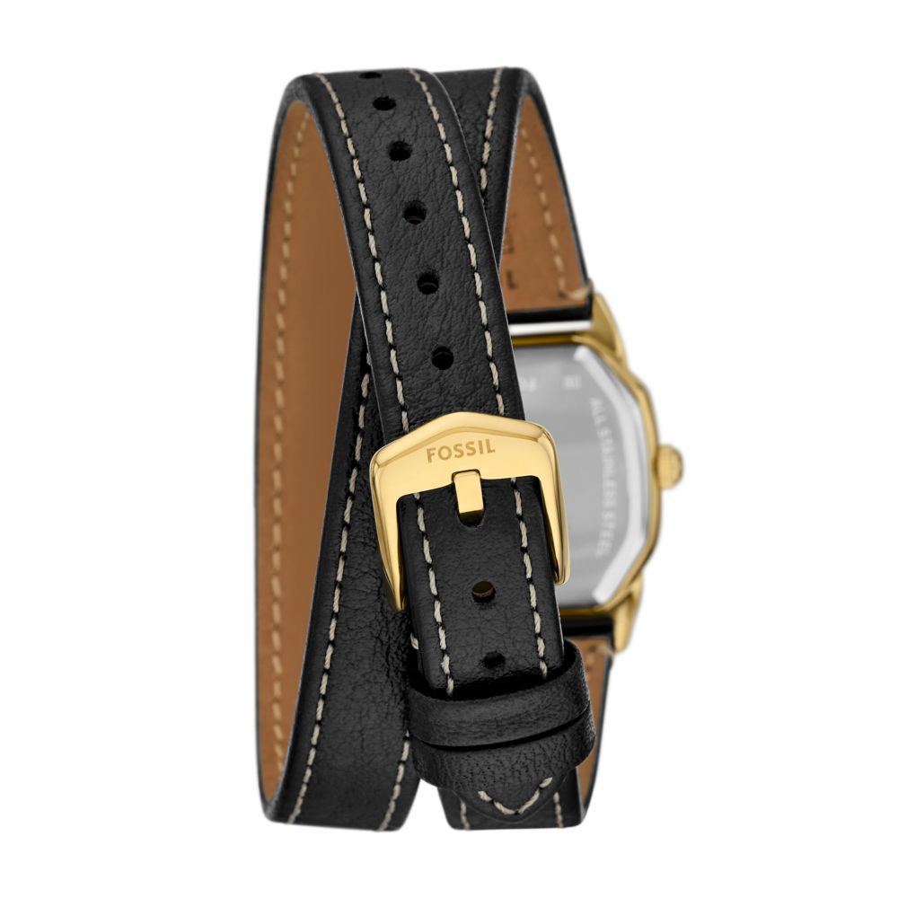 Fossil Harlow Womens Black Leather Strap Watch-ES5404