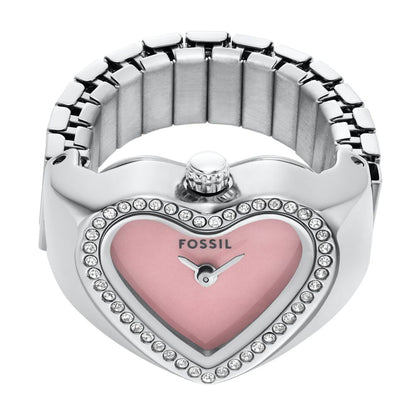 Fossil Watch Ring Womens Silver Stainless Steel Strap Watch-ES5408