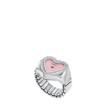 Fossil Watch Ring Womens Silver Stainless Steel Strap Watch-ES5408