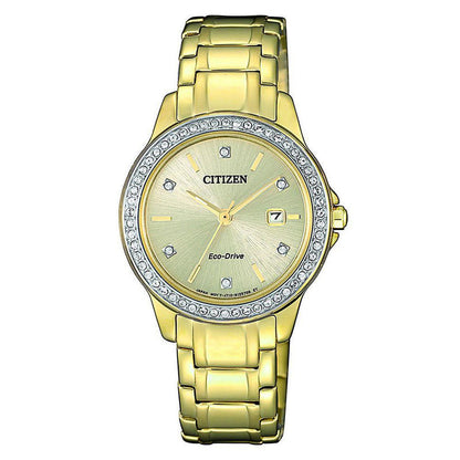 Citizen Gold Leather Women Watch-FE1172-55P
