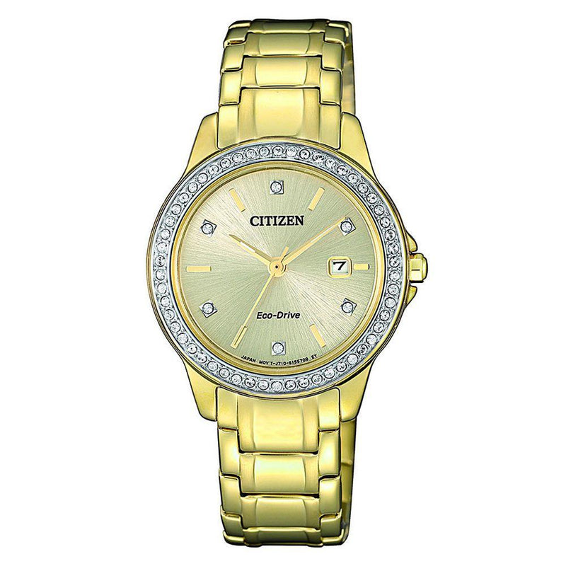 Citizen Gold Leather Women Watch-FE1172-55P