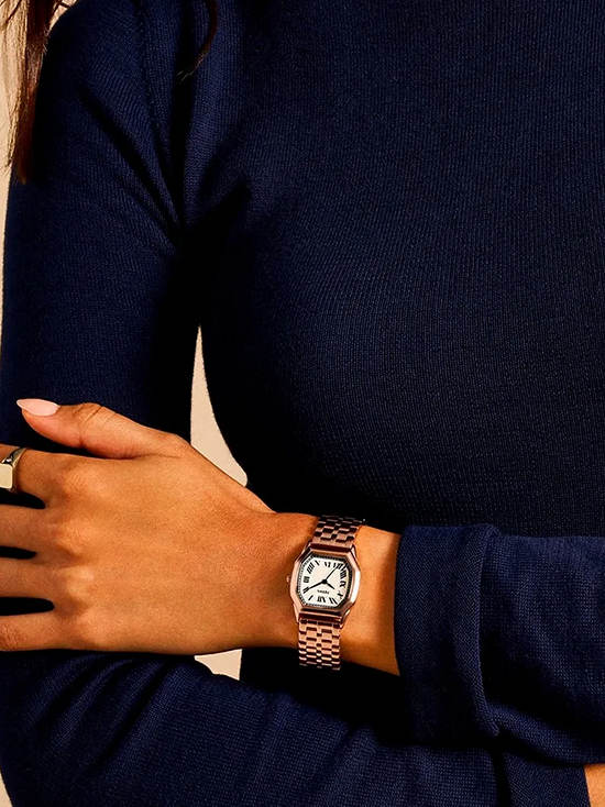 Fossil Harlow Womens Rose Gold Stainless Steel Strap Watch-ES5386