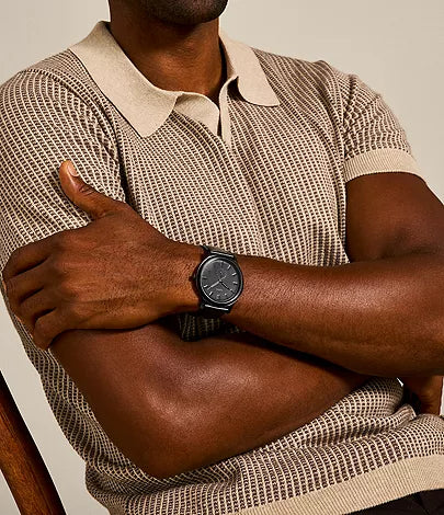 Fossil The Minimalist 2H Sub Sec Black Leather Men Watch-FS5447