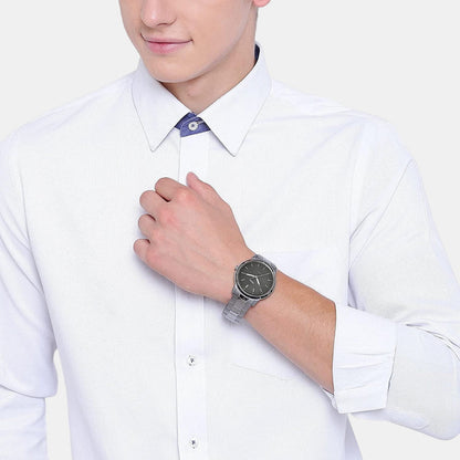 Fossil The Minimalist 3H Smoke Stainless Steel Men Watch-FS5459