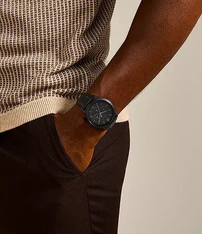 Fossil Neutra Chrono Black Leather Men Watch-FS5503