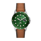 Fossil Blue Mens Brown Leather Watch-FS5946