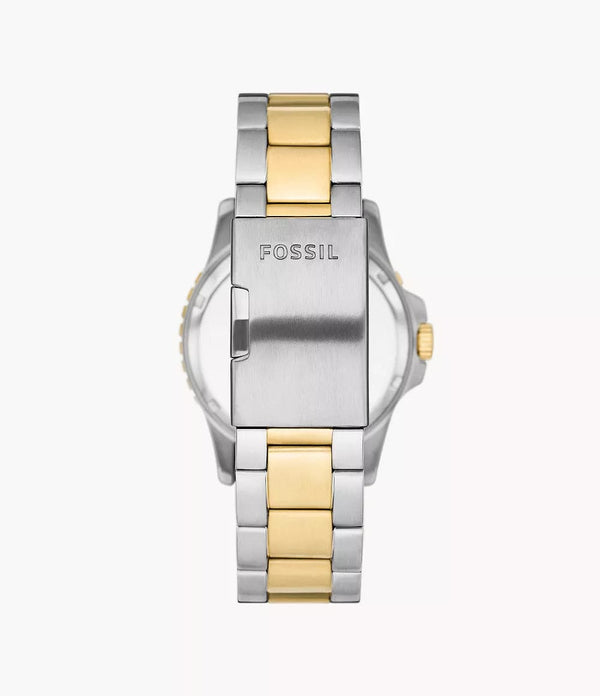 Fossil Blue Mens Silver Stainless Steel Watch-FS5951