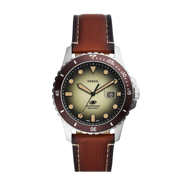 Fossil Blue Men's Three-Hand Date Brown Eco Leather Watch