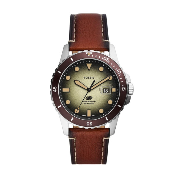 Fossil Fossil Blue Mens Brown Leather Watch-FS5961