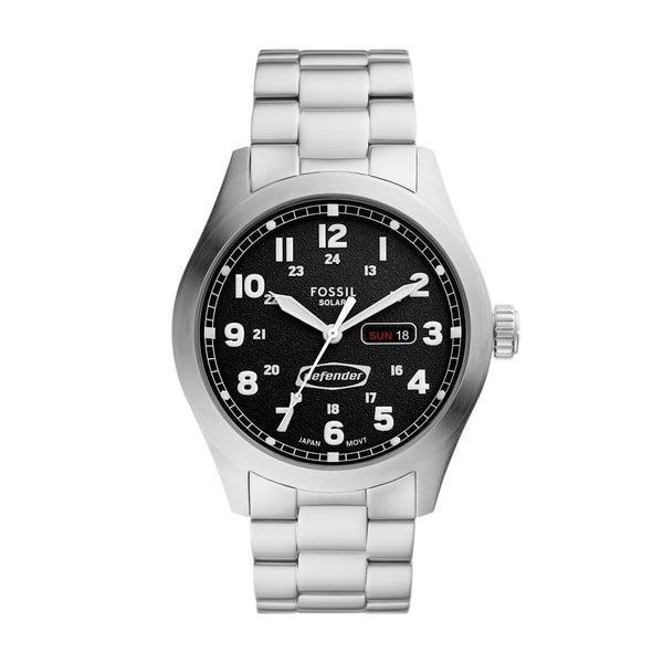 Fossil Defender Mens Silver Stainless Steel Watch-FS5976