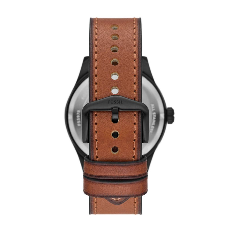 Fossil Defender Mens Brown Leather Watch-FS5978