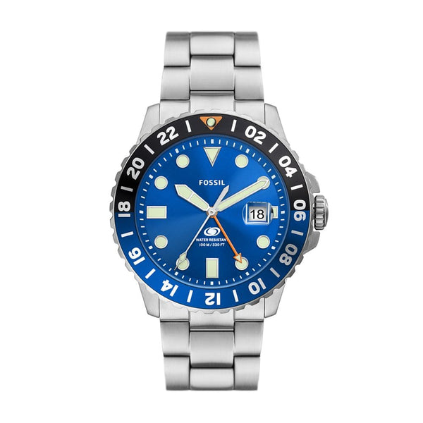 Fossil Fossil Blue Men Silver Stainless Steel Watch-FS5991