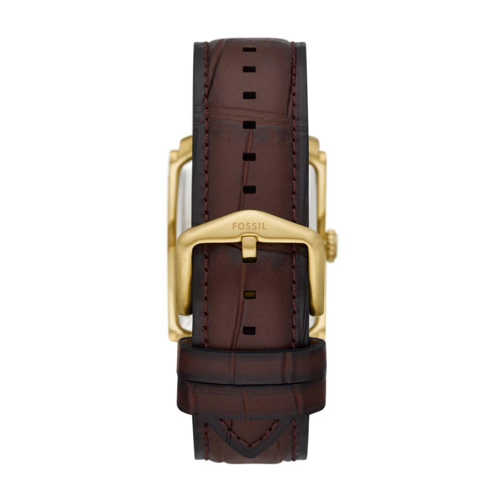 Fossil Carraway Mens Brown Leather Strap Watch-FS6011