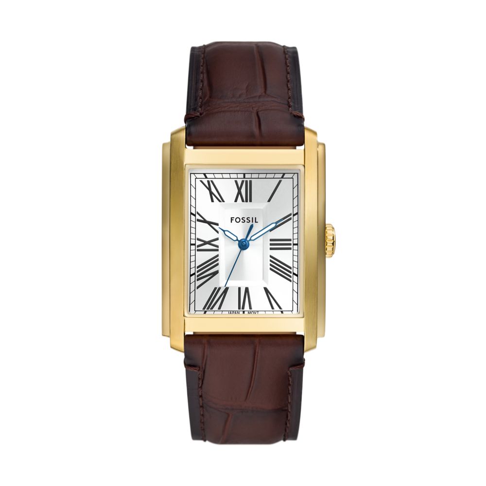 Fossil Carraway Mens Brown Leather Strap Watch-FS6011