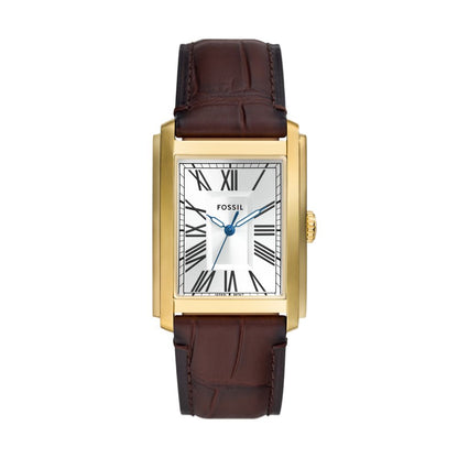 Fossil Carraway Mens Brown Leather Strap Watch-FS6011