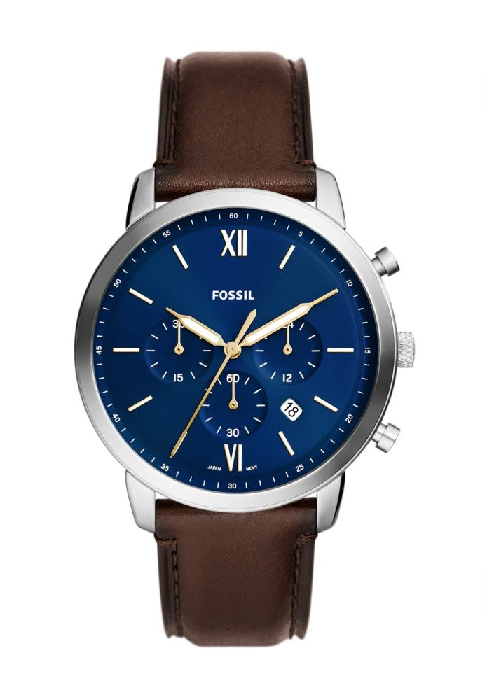 Fossil Neutra Mens Brown Leather Watch-FS6018SET