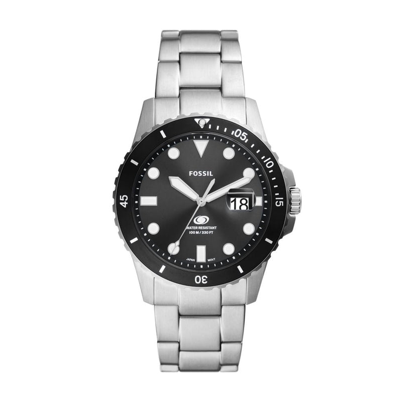 Fossil Blue Mens Silver Stainless Steel Watch-FS6032