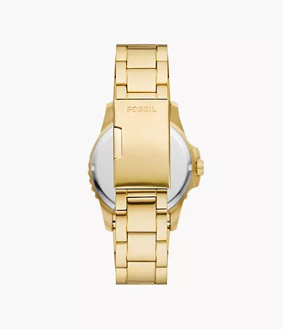 Fossil Blue Three-Hand Date Gold-Tone Stainless Steel Watch