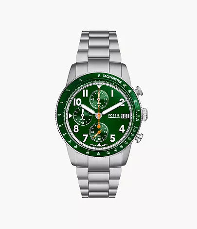 Fossil Sport Tourer Mens Silver Stainless Steel Watch-FS6048