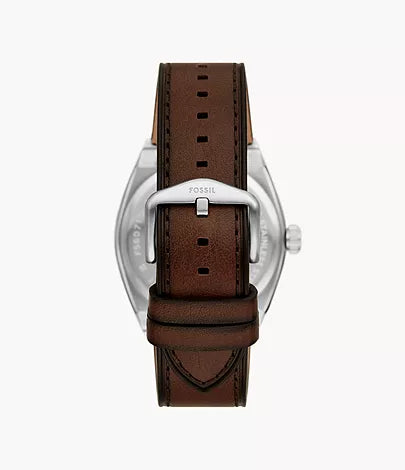 Fossil Everett Mens Brown Leather Watch-FS6071