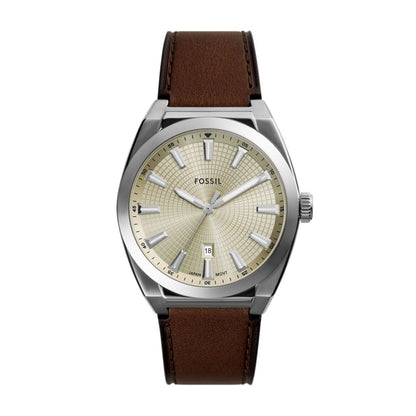 Fossil Everett Mens Brown Leather Watch-FS6071