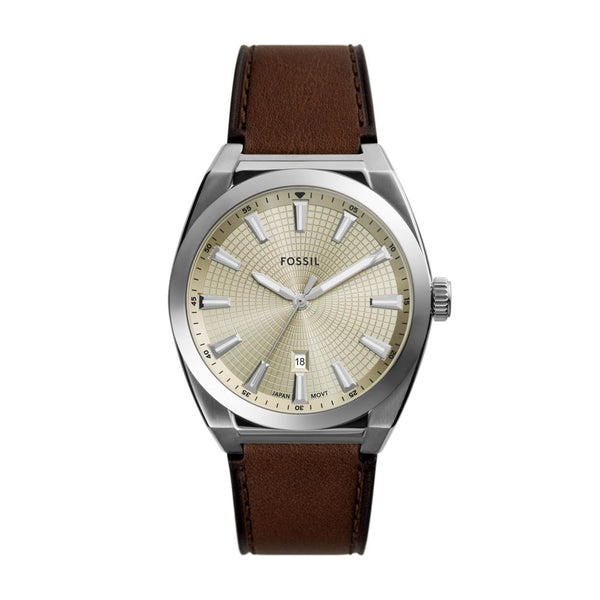 Fossil Everett Mens Brown Leather Watch-FS6071