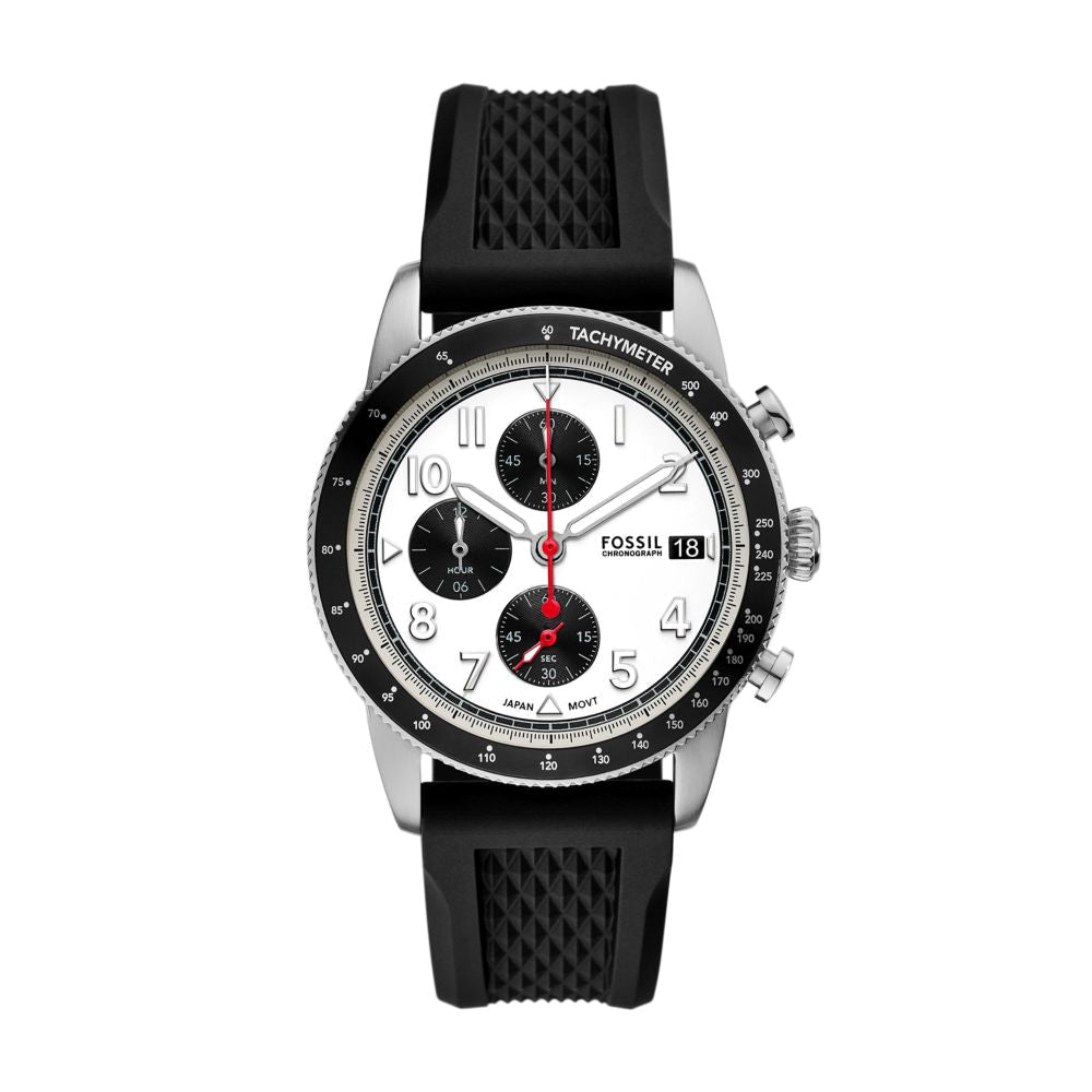 Fossil Sport Tourer Mens Black Rubber Strap Watch-FS6087