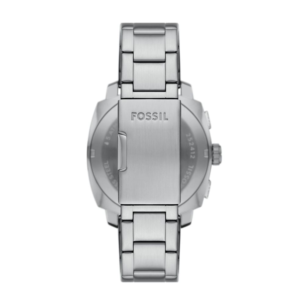 Fossil Machine Mens Silver Stainless Steel Strap Watch-FS6096