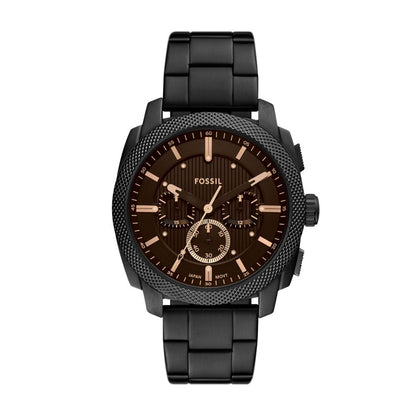 Fossil Machine Mens Black Stainless Steel Strap Watch-FS6097