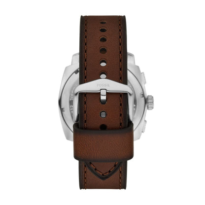 Fossil Machine Mens Brown Leather Strap Watch-FS6100