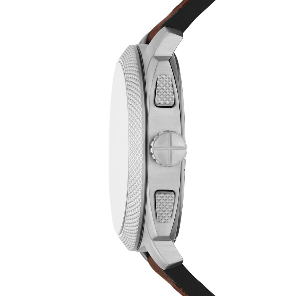 Fossil Machine Mens Brown Leather Strap Watch-FS6100