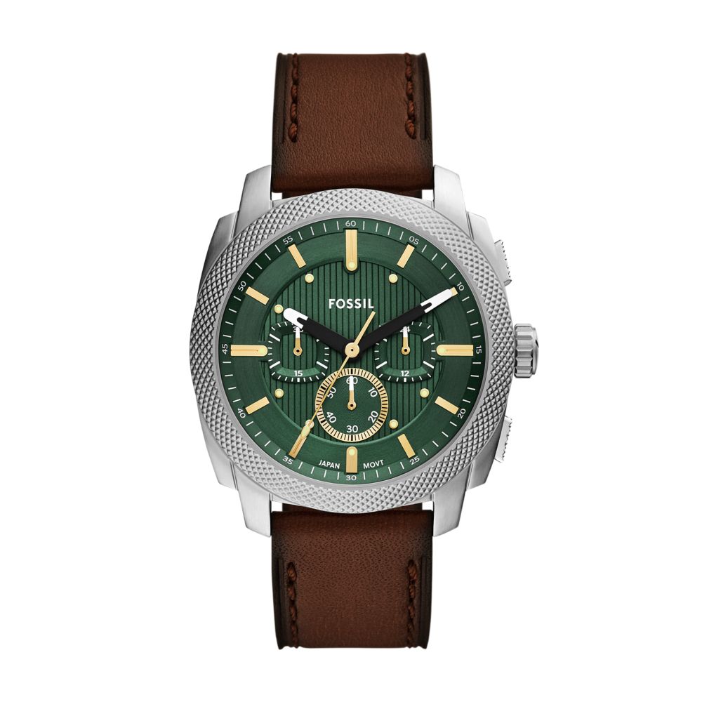 Fossil Machine Mens Brown Leather Strap Watch-FS6100