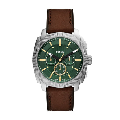 Fossil Machine Mens Brown Leather Strap Watch-FS6100
