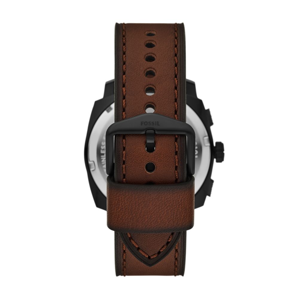 Fossil Machine Mens Brown Leather Strap Watch-FS6102SET
