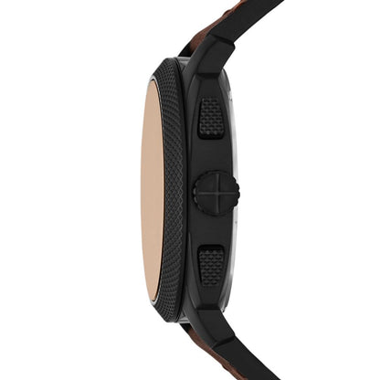 Fossil Machine Mens Brown Leather Strap Watch-FS6102SET