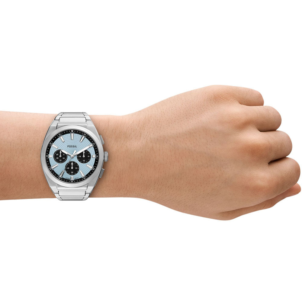 Fossil Everett Mens Silver Stainless Steel Strap Watch-FS6105