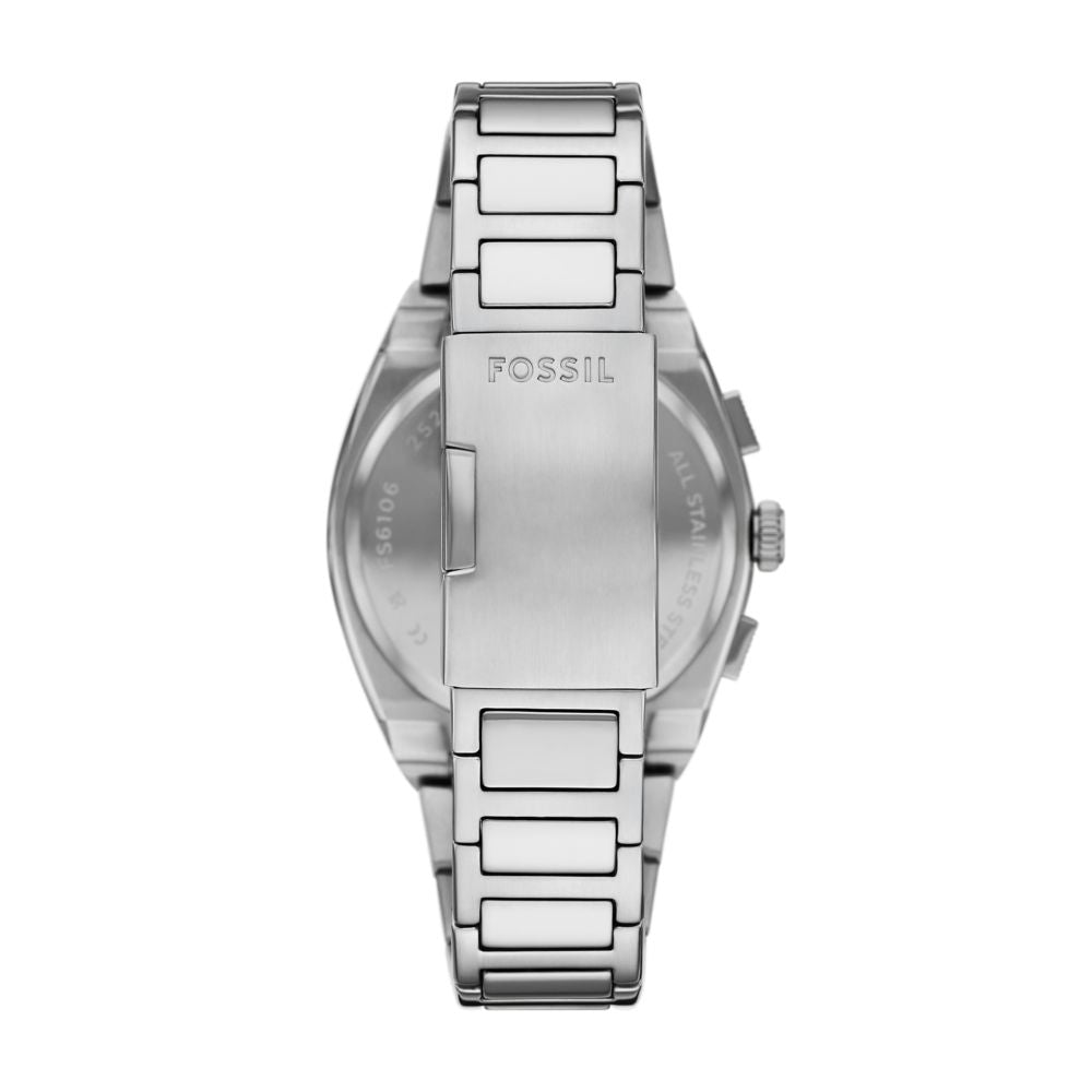 Fossil Everett Mens Silver Stainless Steel Strap Watch-FS6105