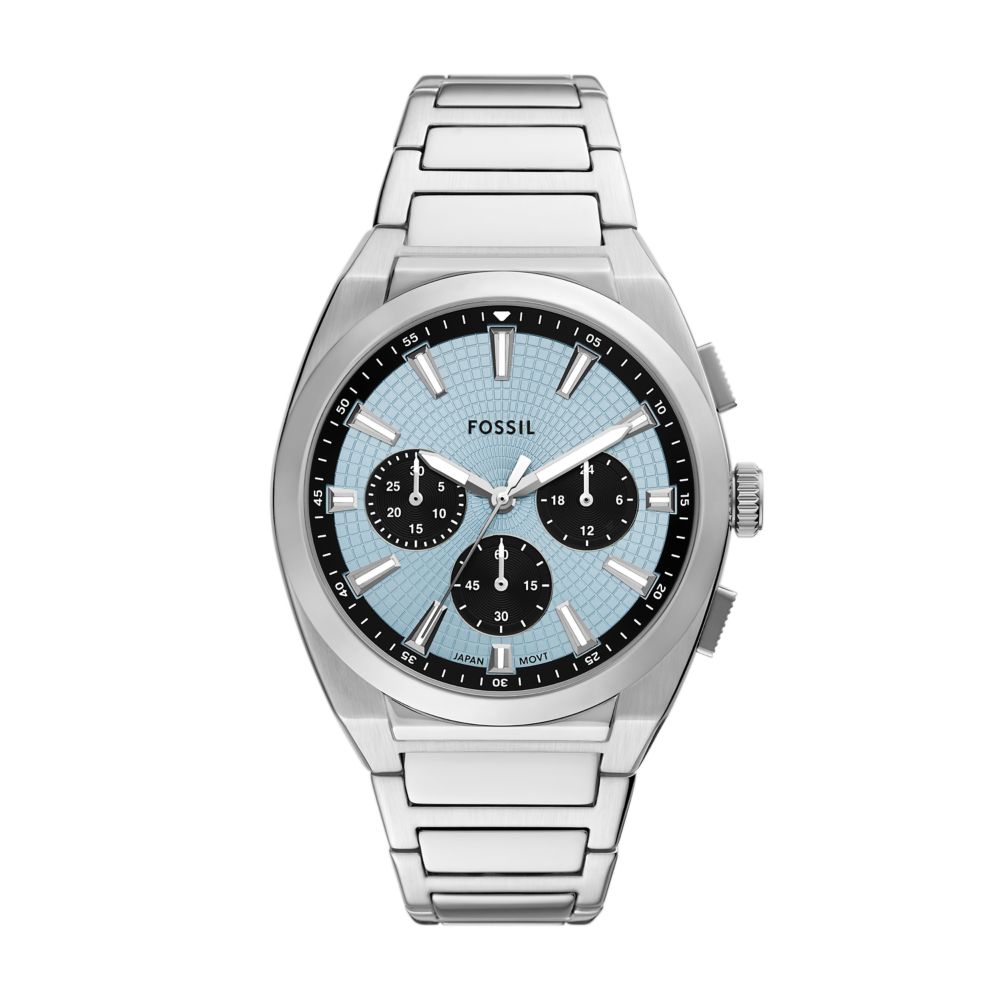 Fossil Everett Mens Silver Stainless Steel Strap Watch-FS6105