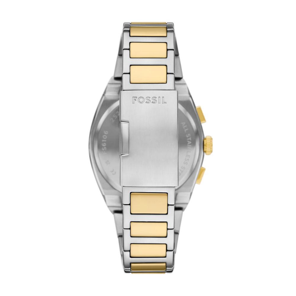 Fossil Everett Mens Silver Stainless Steel Strap Watch-FS6106