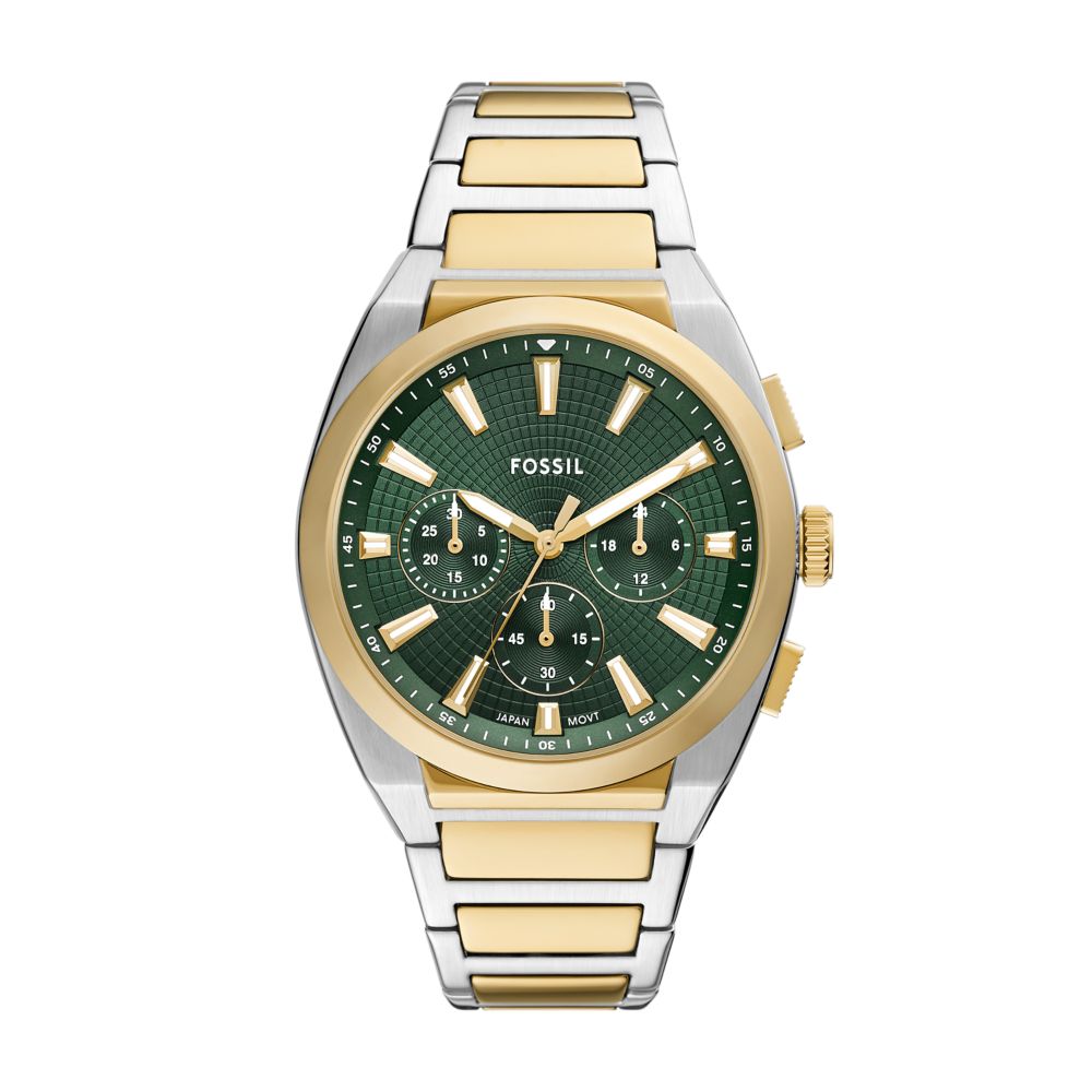 Fossil Everett Mens Silver Stainless Steel Strap Watch-FS6106