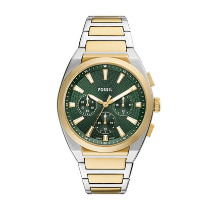 Fossil Everett Mens Silver Stainless Steel Strap Watch-FS6106