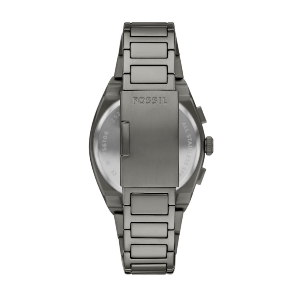 Fossil Everett Mens Grey Stainless Steel Strap Watch-FS6107