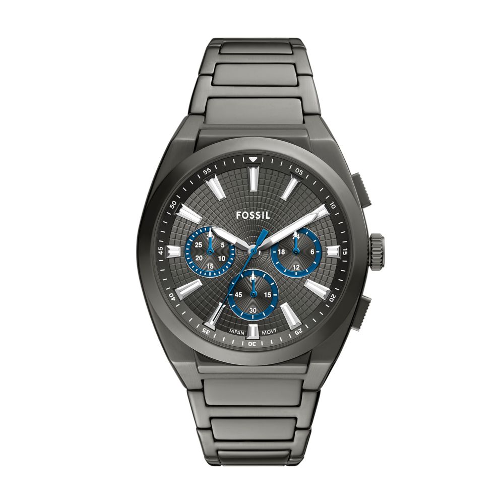 Fossil Everett Mens Grey Stainless Steel Strap Watch-FS6107