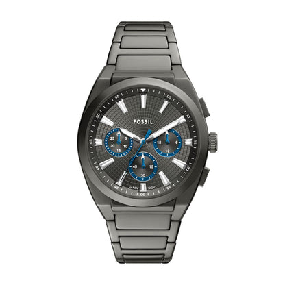 Fossil Everett Mens Grey Stainless Steel Strap Watch-FS6107