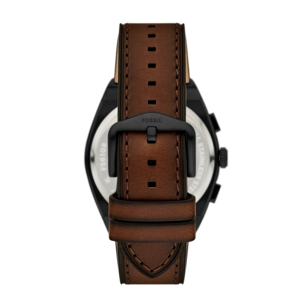 Fossil Everett Mens Brown Leather Strap Watch-FS6108