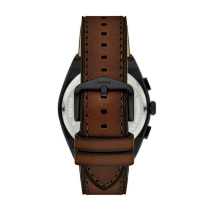 Fossil Everett Mens Brown Leather Strap Watch-FS6108