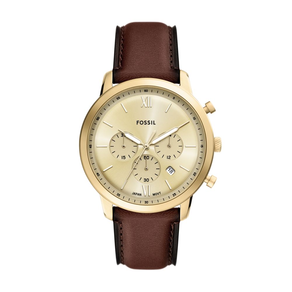 Fossil Neutra Mens Brown Leather Strap Watch-FS6113